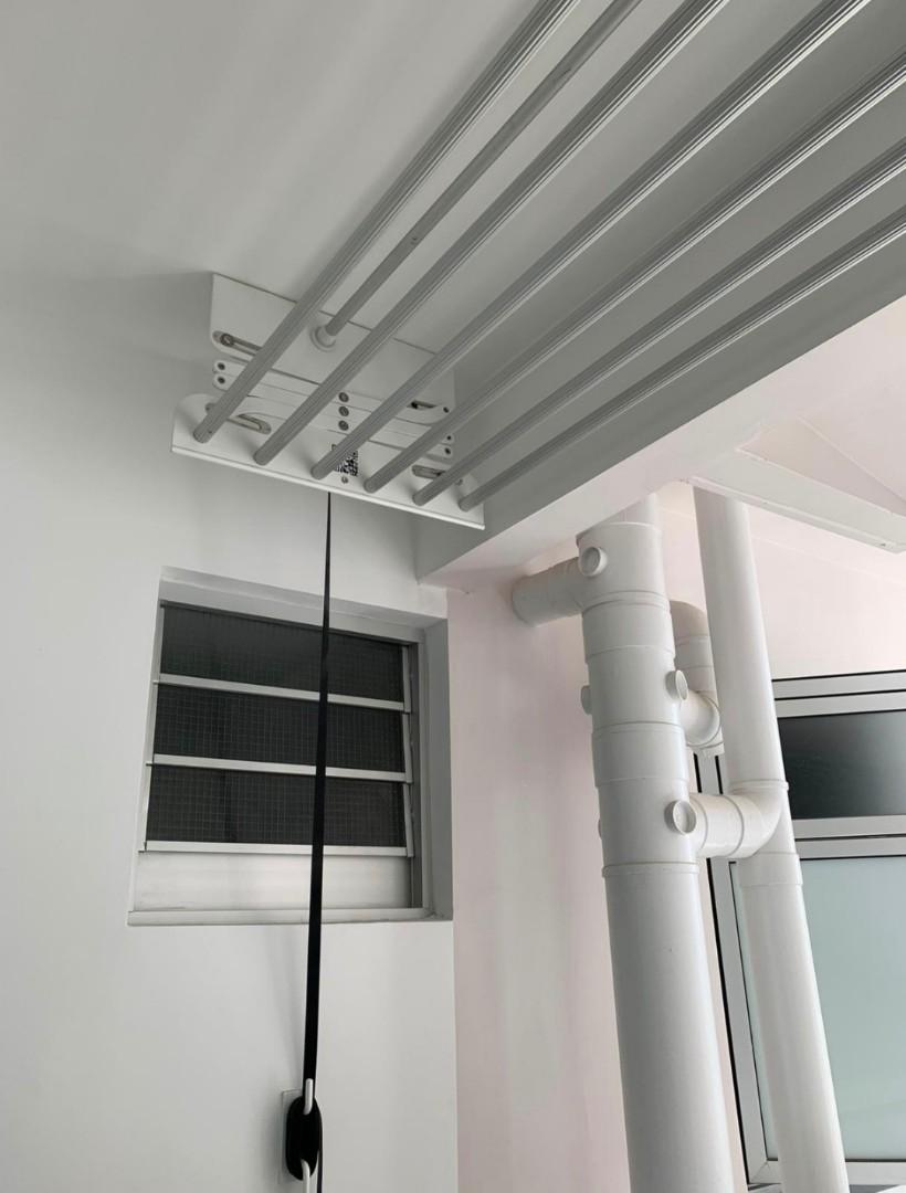 HDB ceiling mounted retractable Clothes dryer rack, Furniture & Home