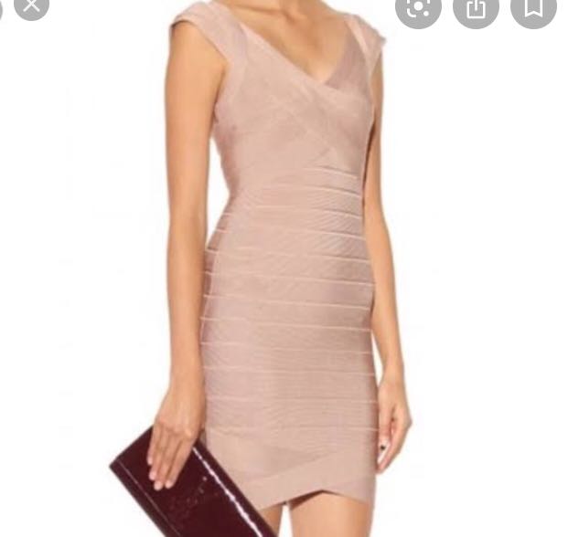 Herve Leger Nude Bandage Dress, Women's 