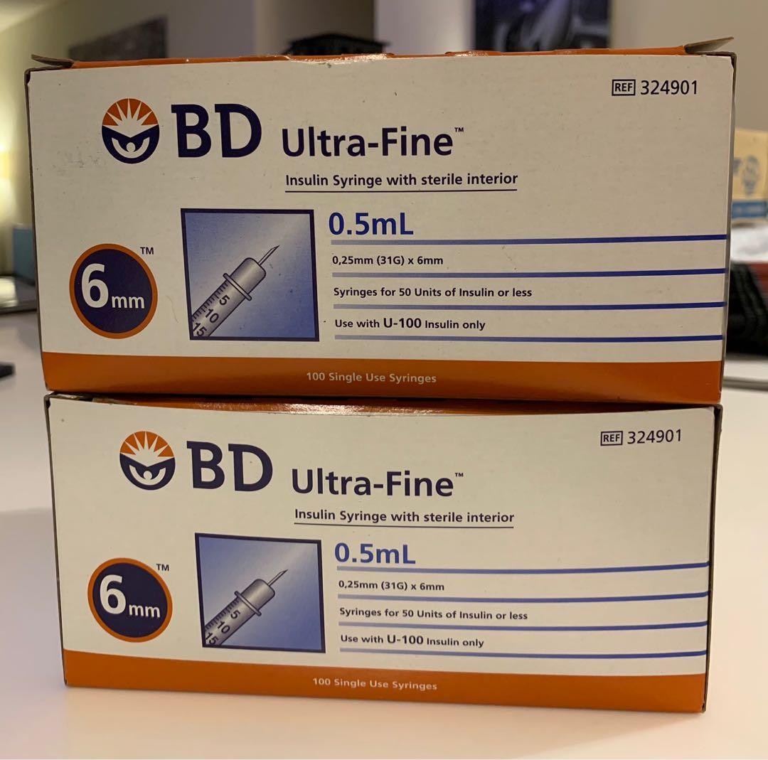 Insulin Syringe (2 boxes = 200 syringes) free 80 syringe, Health