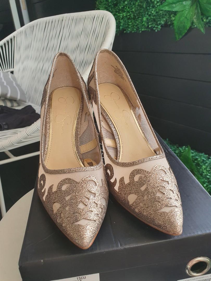 BN Jessica Simpson Champagne Gold Heels Women s Fashion Footwear