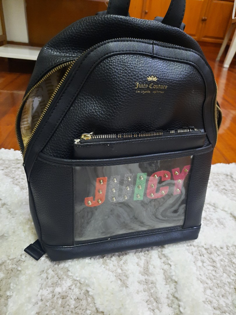 juicy couture black leather backpack