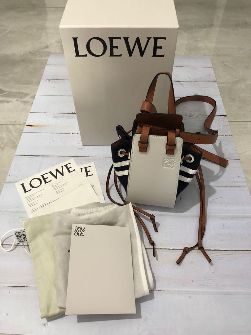 Loewe Mini Hammock Drawstring bag in calfskin and canvas Women s