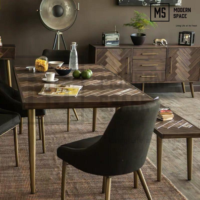【LIFE FURNITURE 】HERRINGBONE TABLE LIFE FURNITURE HERRINGBONE TABLE zq Herringbone Solid Wood