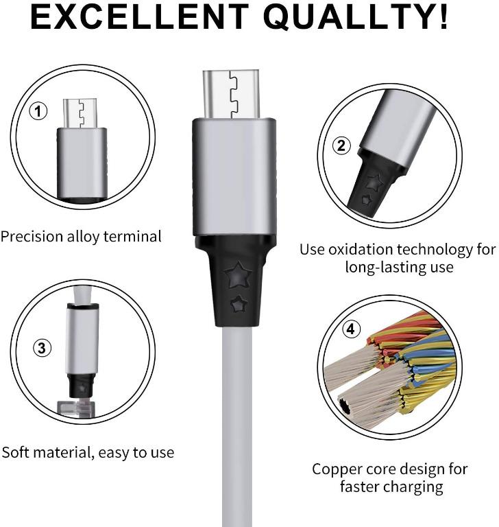 Multi Charger Cable, Amuvec 4 in 1 Retractable Multiple USB
