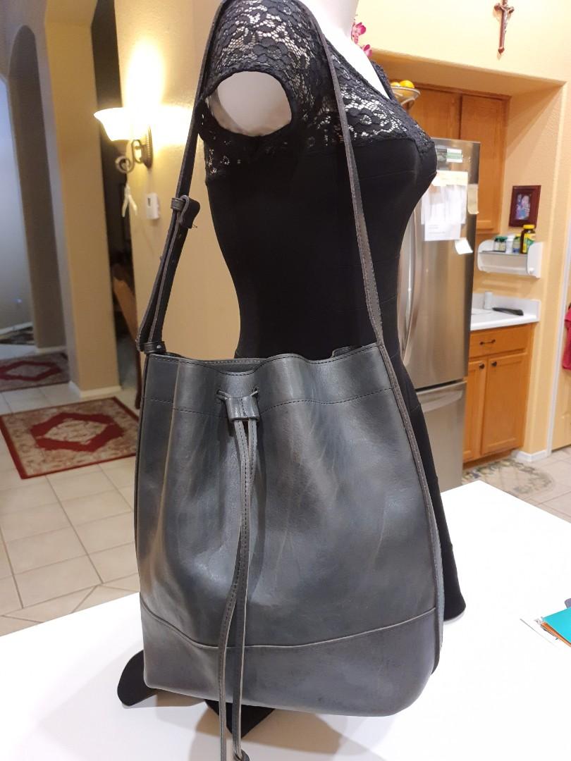 Genuine Leather Bucket Shoulder Bag, Lucky Brand Leather Bags