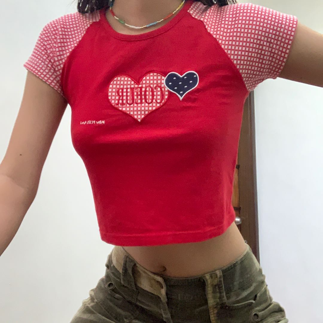 Y2K Aesthetic Red Heart Crop Top