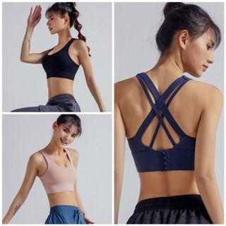 Shockproof push up wireless sports bra