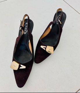 Tod’s suede brown sling backs