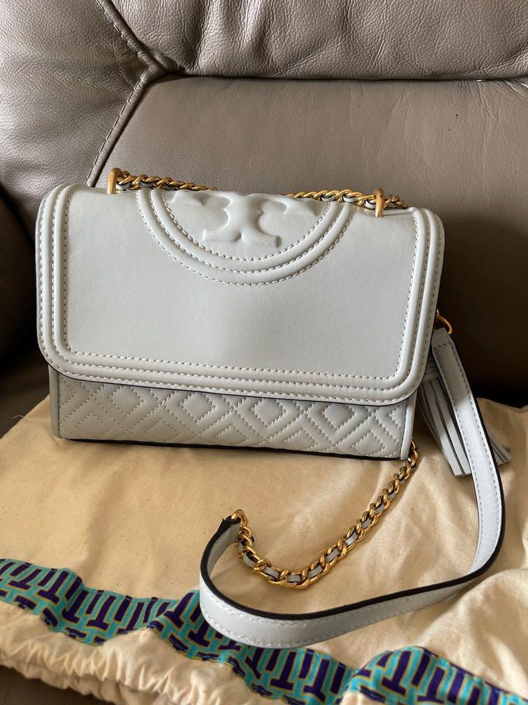 Tory Burch Fleming Convertible Small Shoulder Bag In Beige