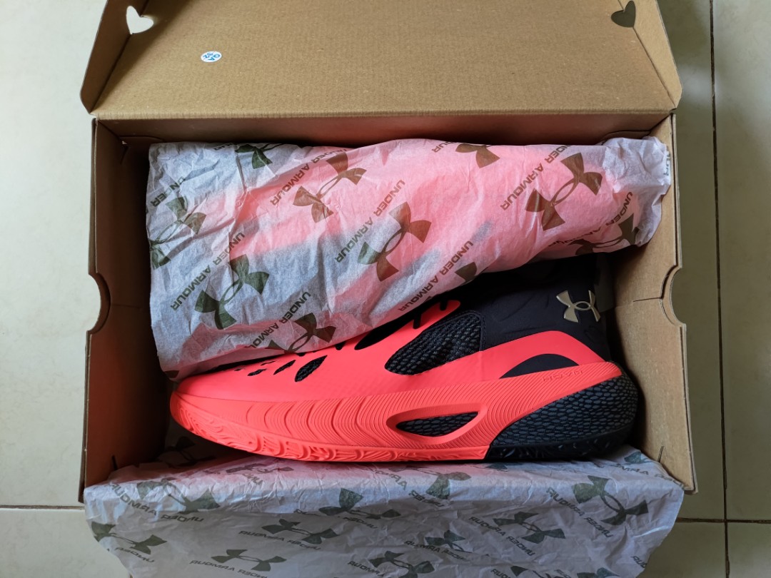 Red and black cheap under armour basketball shoes