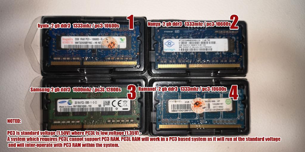 2gb Ddr3 Used Laptop Ram 1333mhz Or 1600mhz Pc3 Or Pc3 1pcs Rm25 Electronics Computer Parts Accessories On Carousell