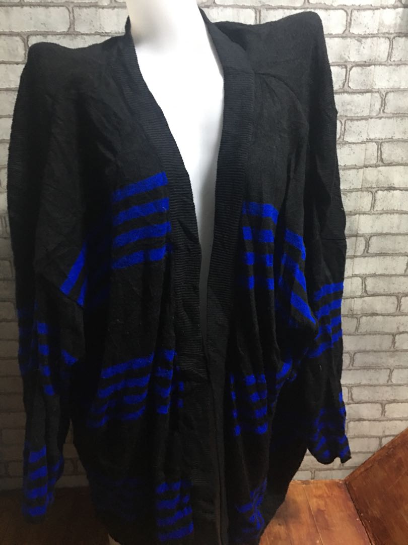black and blue cardigan