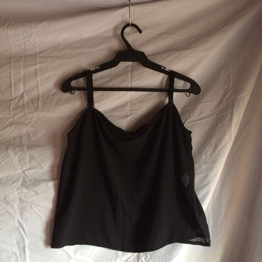 Black Sheer Spaghetti Strap Top (Adjustable u0026 Detachable Straps), Women's  Fashion, Tops, Sleeveless on Carousell
