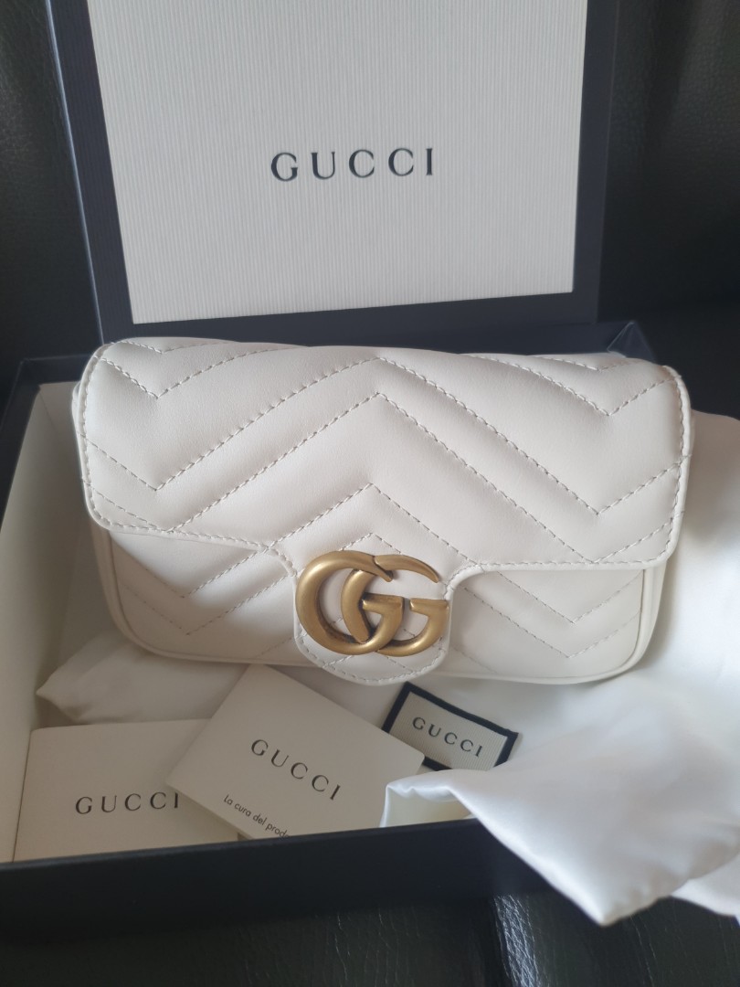 BNIB Gucci Marmont Super Mini White Luxury Bags Wallets on