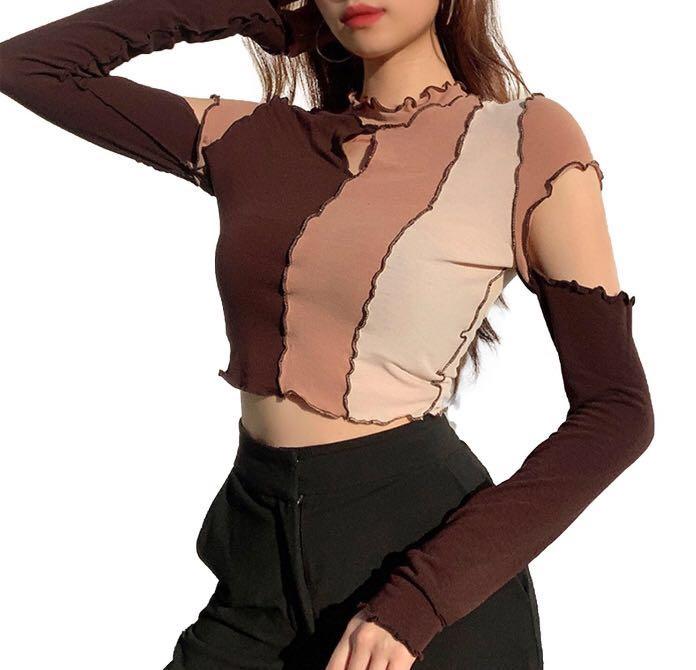 tan mesh top