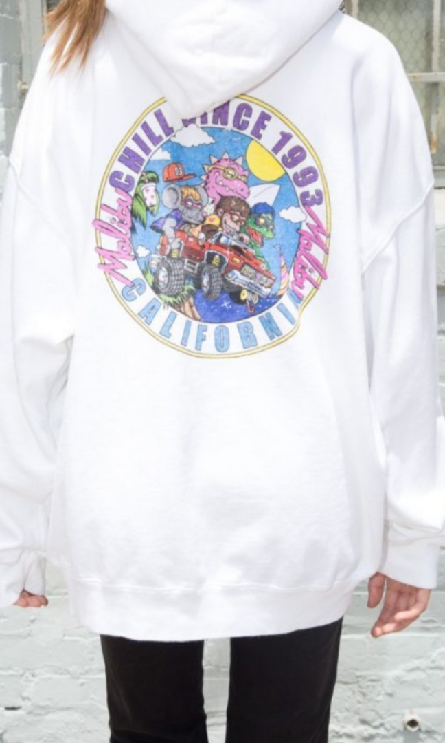 brandy melville bm christy chill since 1993 malibu graphic print hoodie Women s Fashion Tops Other Tops on Carousell