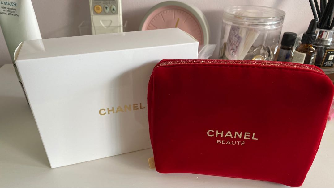 Chanel Beaute Sparkling REDGOLD Cosmetic Makeup PouchClutch with Gift Box   eBay