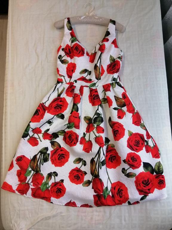 Chi Chi London Red Rose Dress US 10 Women s Fashion Tops