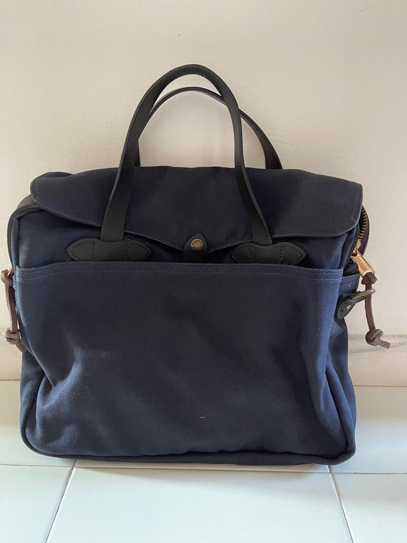 Filson Original Leather Trimmed Twill Briefcase, Men's Fashion, Bags
