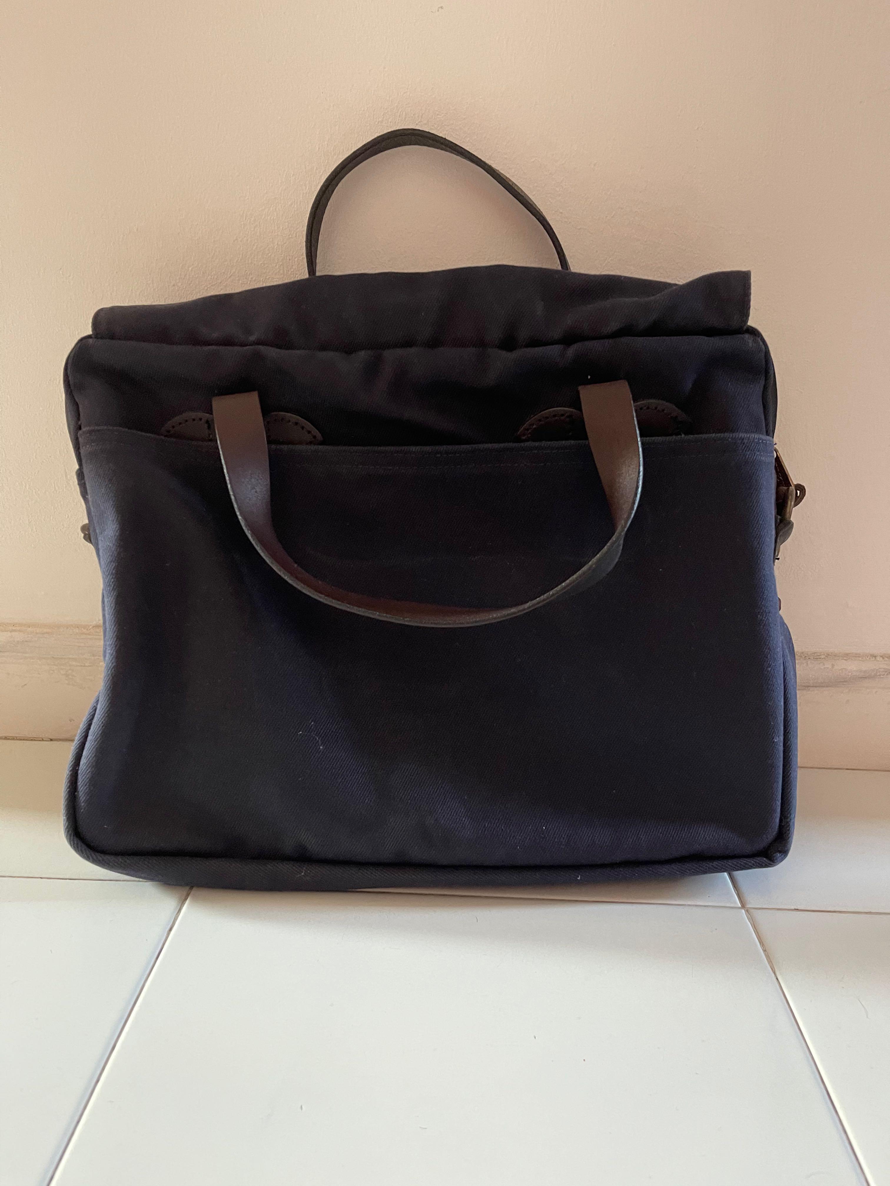 Filson Original Leather Trimmed Twill Briefcase, Men's Fashion, Bags