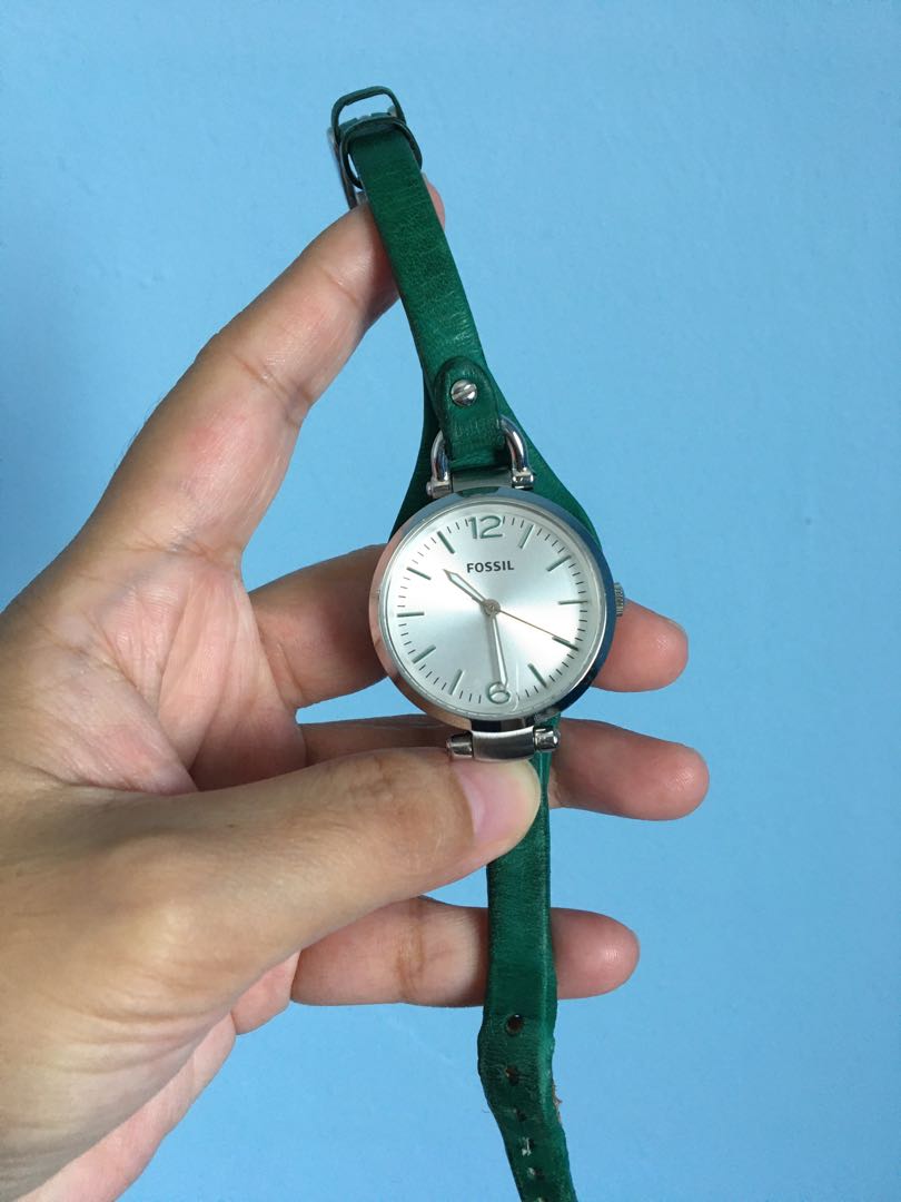 FOSSIL Georgia Three Hand Leather Watch Teal ES3316 Women s