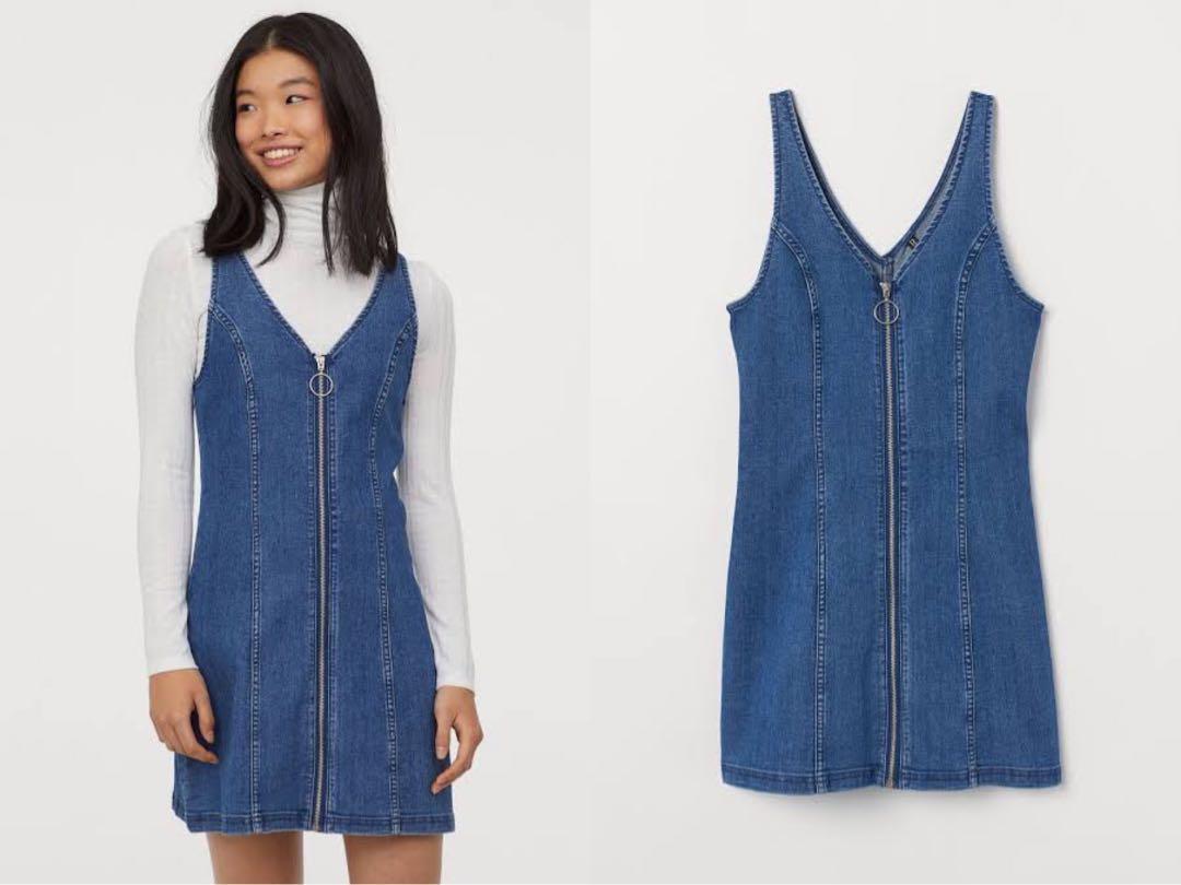 H\u0026M zipper denim dress, Fesyen Wanita 
