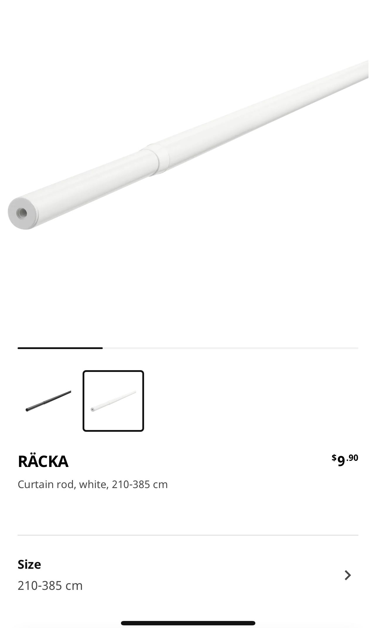 HUGAD Curtain rod, white, 83-152 - IKEA
