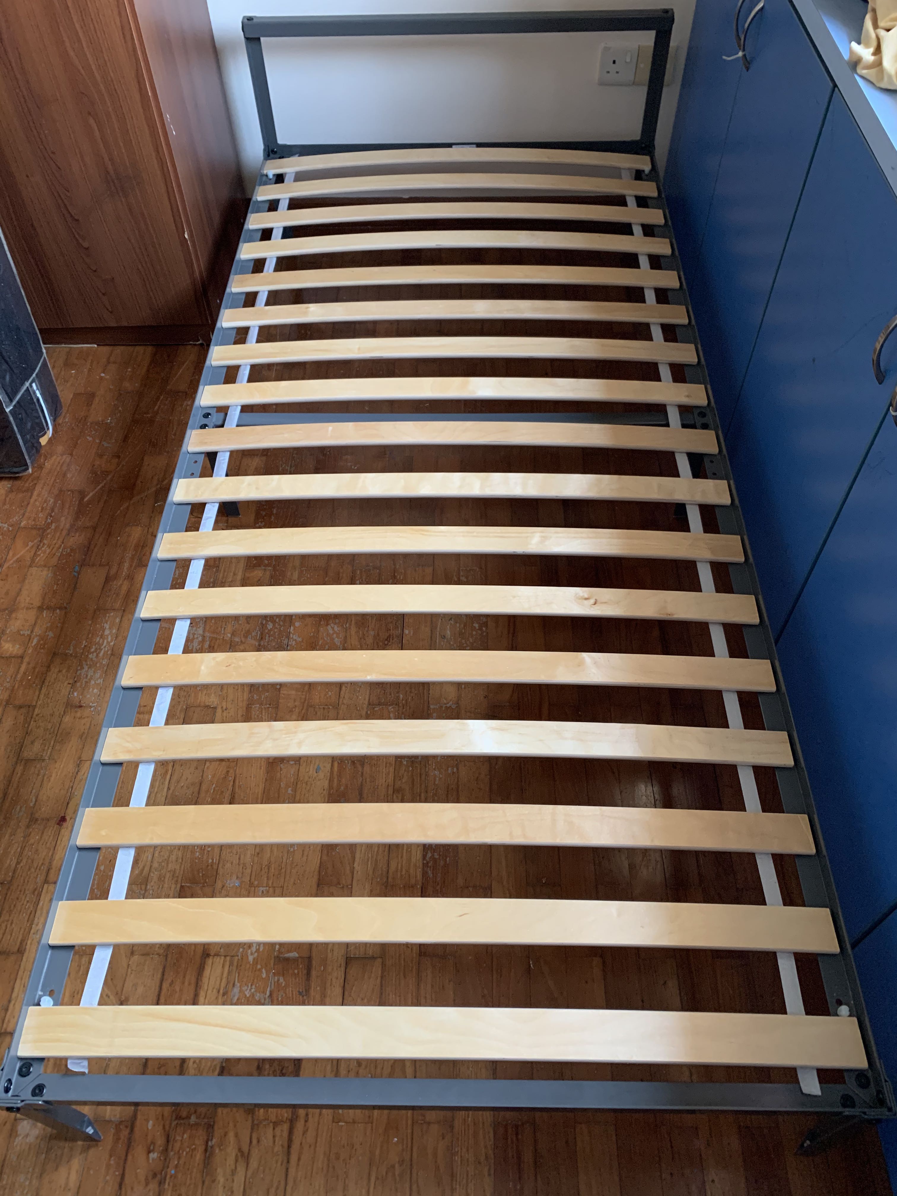 Ikea Grimsbu bed frame w/ Luroy slated bed base, Furniture & Home