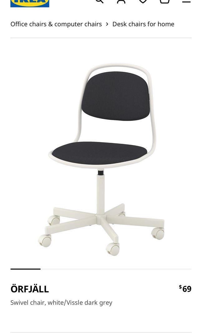 IKEA swivel chair ORFJALL white color Furniture Home Living Furniture Chairs on Carousell