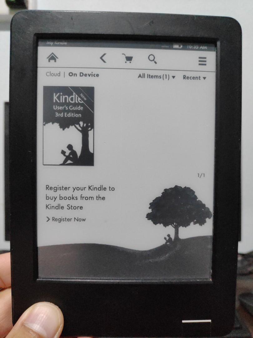 Kindle Basic (2014) (Category: E-Readers) located in Singapore. Submitted by bobcat. (Listing ID 1072230571, Image 1). Description: Condition: 9/10 I'm selling this as I'm having issues with registering my Amazon account with this kindle! Already tried so many ways Letting it go as I'm unsure of how to configure it. BUT STILL ABLE TO DOWNLOAD E-BOOKS. Includes two casings, original cable, screen protector & cloth, touch pen..