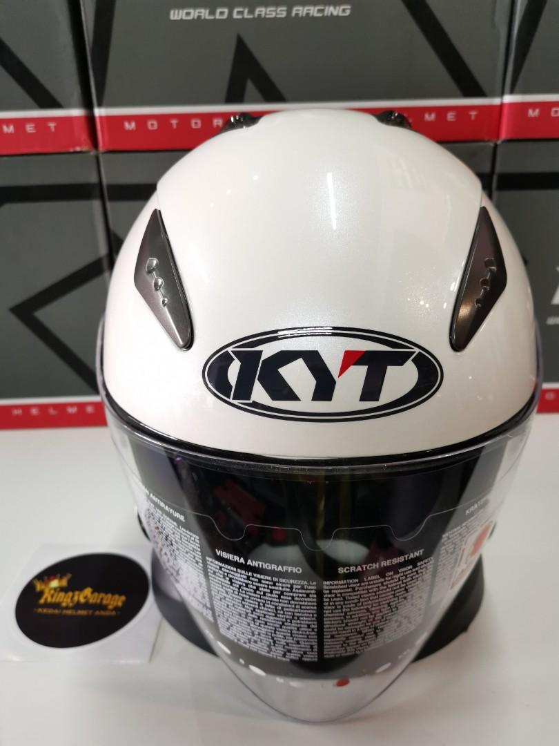 Helmet KYT Hellcat Plain Pearl White, Auto Accessories on Carousell