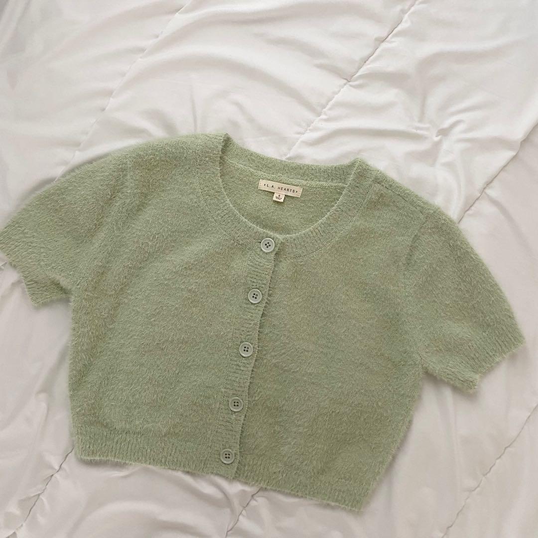 Fuzzy button up cardigan store
