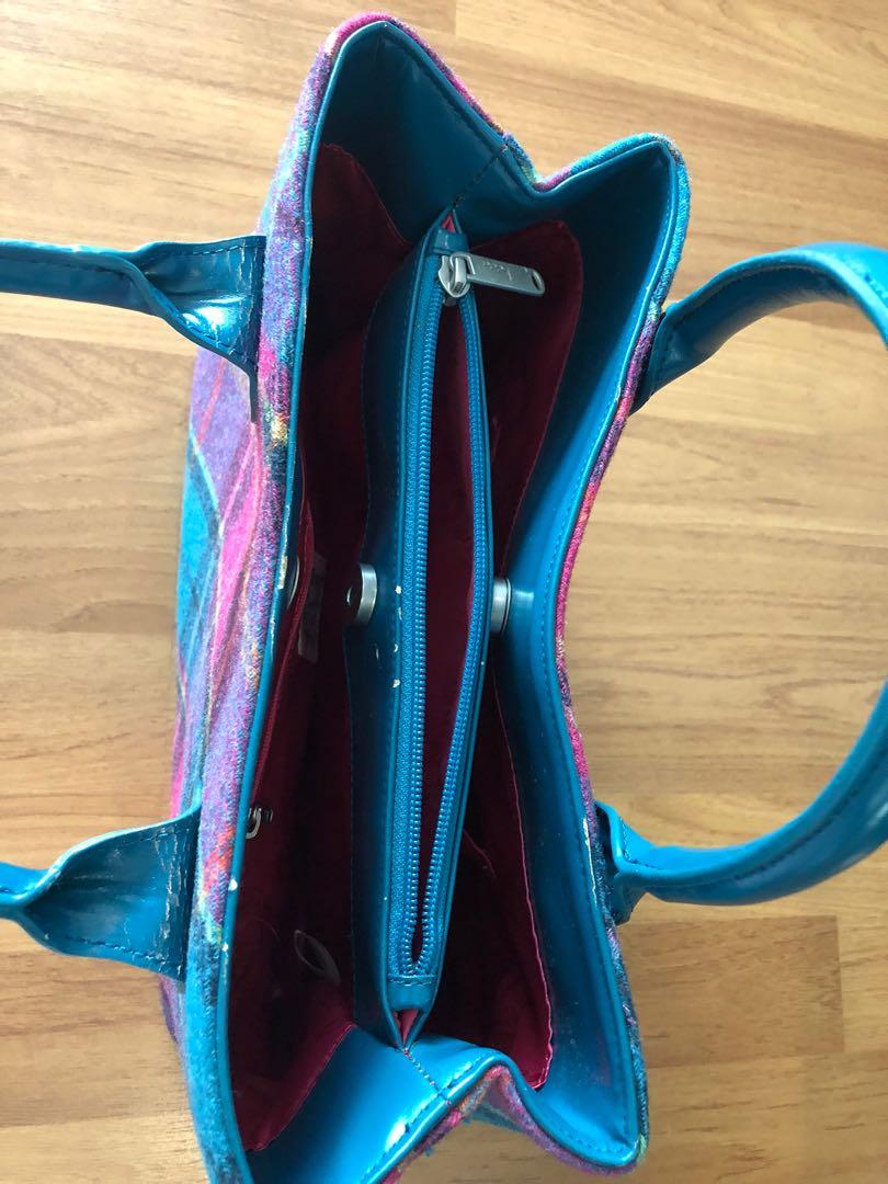 Ness tweed small handbag Purple leather handles... - Depop