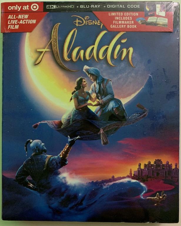 NEW DISNEY ALADDIN LIVE ACTION 4K ULTRA HD BLU RAY TARGET EXCLUSIVE  DIGIPACK NEW SEALED US IMPORT ORIGINAL REGION FREE, Hobbies  Toys, Music   Media, CDs  DVDs on Carousell