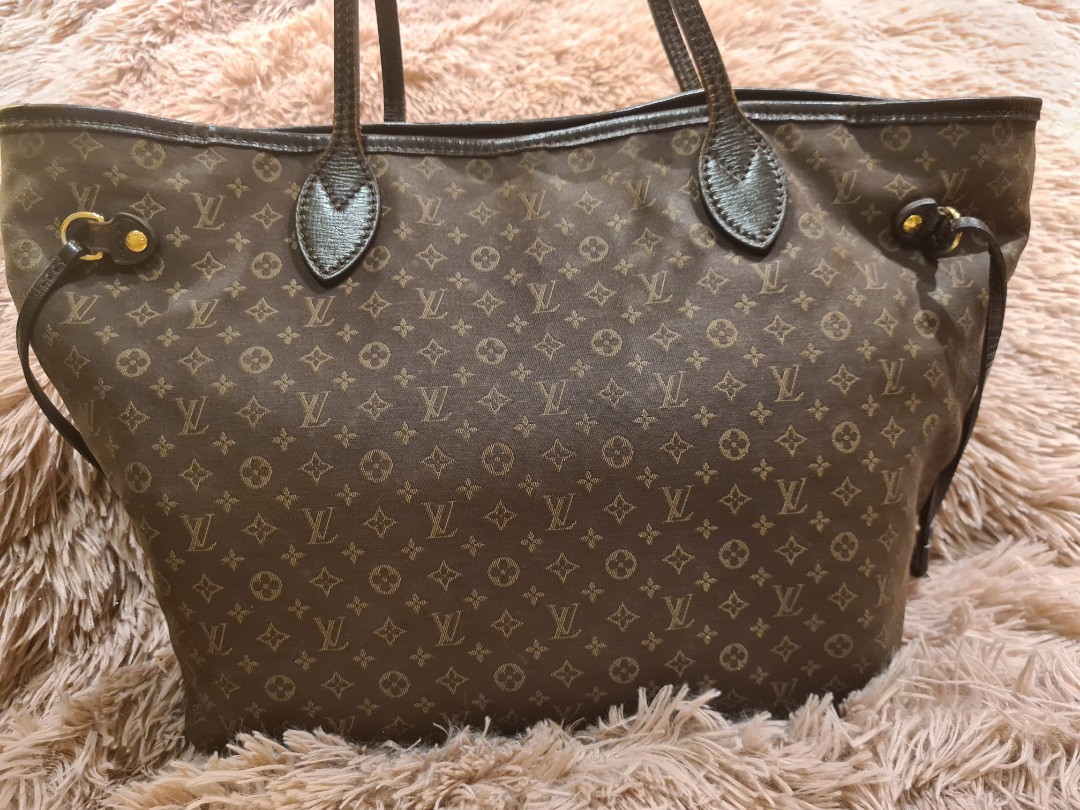 Authentic LOUIS VUITTON LV Fusain Monogram Idylle Canvas Neverfull