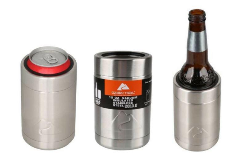 Ozark Trail 12 oz Double-wall Vacuum-sealed Stainless Steel Can Cooler,  Silver, 4 pack