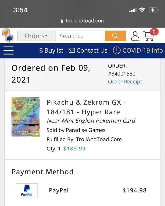  Pokemon Team Up Pikachu & Zekrom GX - 184/181 - Secret Rare :  Toys & Games