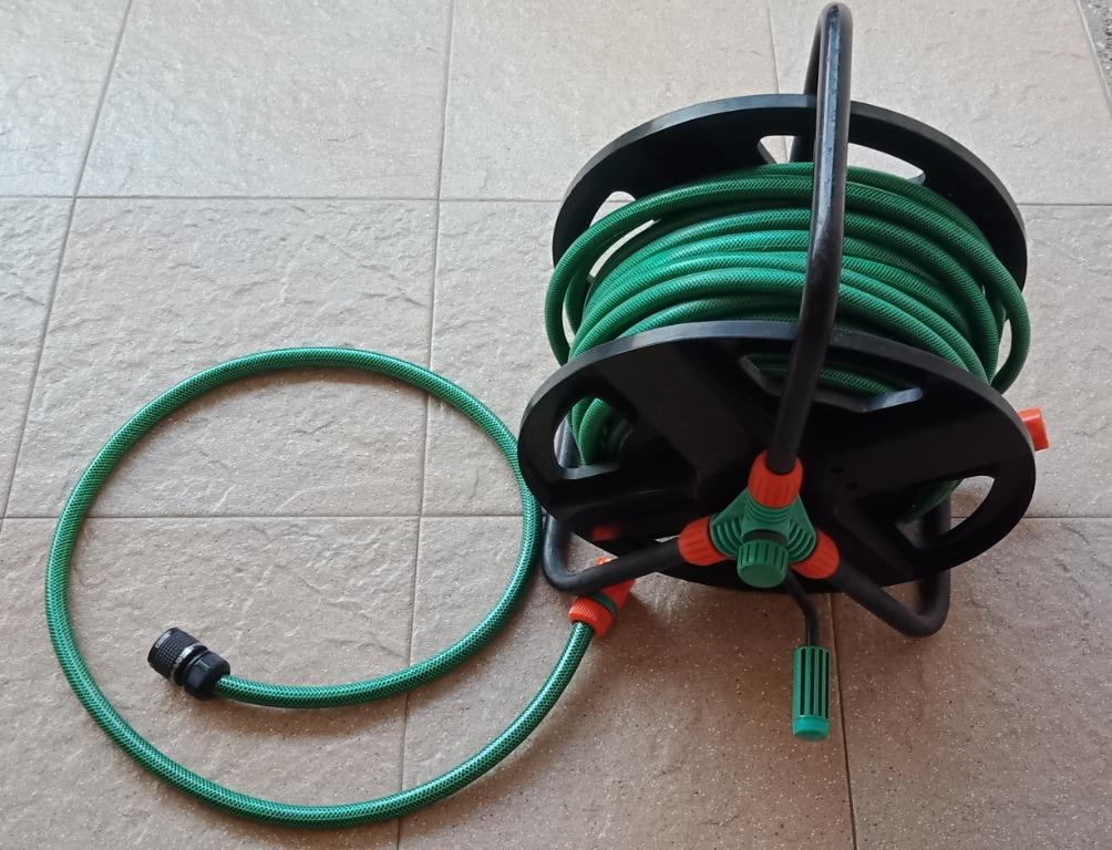 Portable Free standing garden hose reel, Furniture & Home Living,  Gardening, Hose and Watering Devices on Carousell