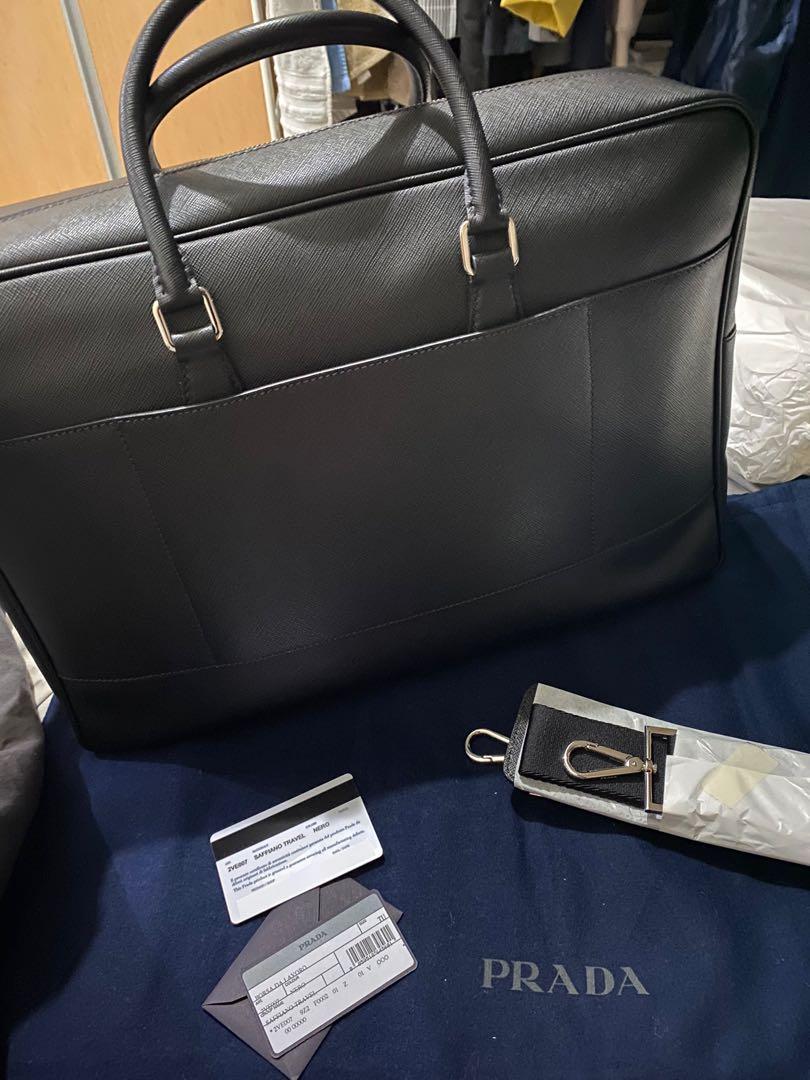 Prada Saffiano Travel Briefcase - BNEW and AUTHENTIC (Category: Luxury Bags & Wallets) located in Makati City. Submitted by fmartinz (Listing ID 1072111547, Image 3). Description: Fresh from Italy 🇮🇹 Brand new and authentic Prada Saffiano Travel Briefcase (perfect for traveling / work days that require multiple devices or files) Details in photos - comes with authenticity cards and dust bags.