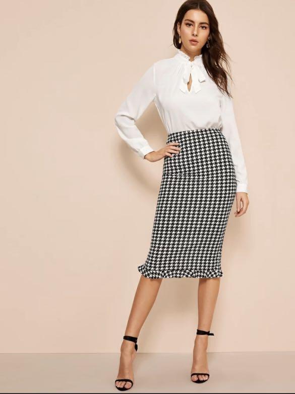 bodycon houndstooth skirt