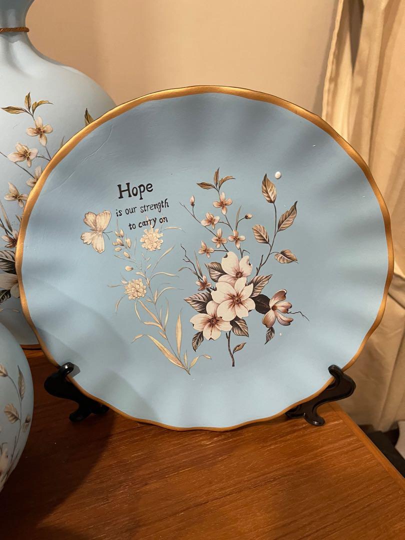 Set of 3 antique vase & plate, Furniture & Home Living, Home Decor