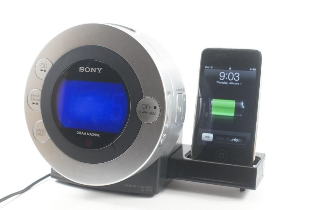 Sony Dream Machine ICFCD3iP CD Player Alarm Clock Radio w iPod Dock