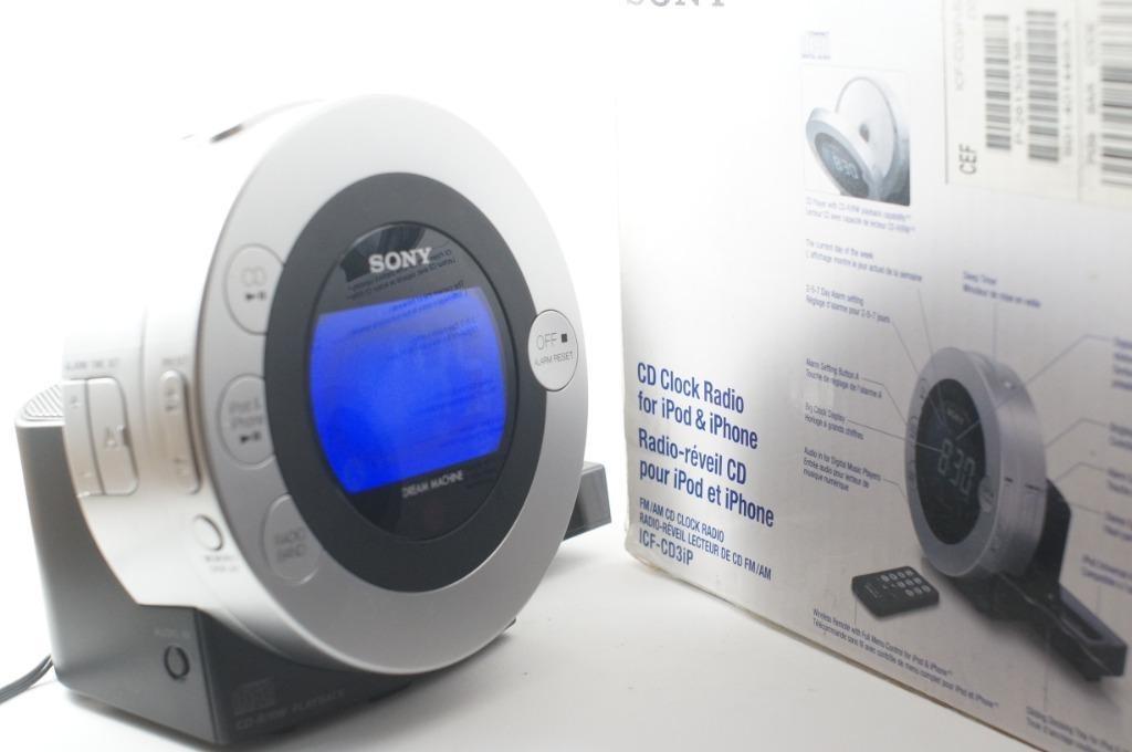 Sony Dream Machine ICFCD3iP CD Player Alarm Clock Radio w iPod Dock