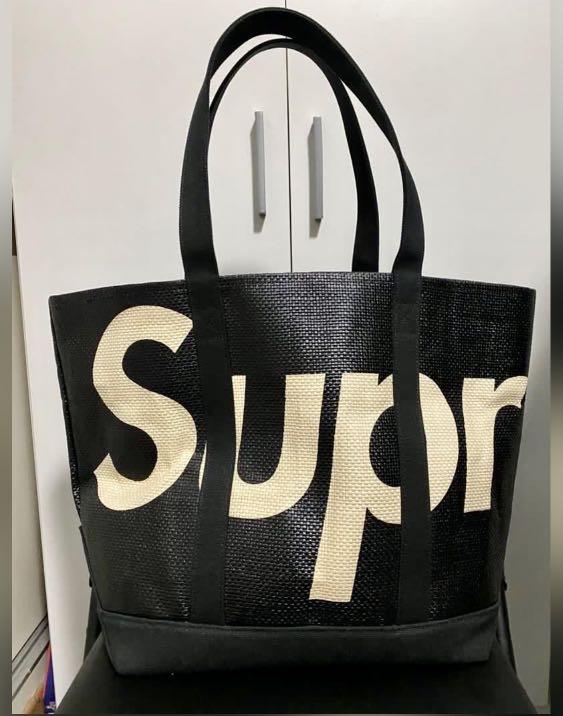 メンズsupreme raffia tote トート バッグ シュプリーム 黒 - トートバッグ