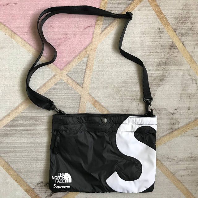 supreme s logo shoulder bag black