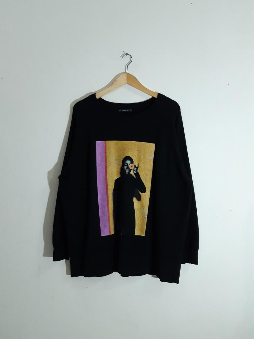 ZARA KNIT SADE CREWNECK Fesyen Pria Pakaian Baju Luaran di