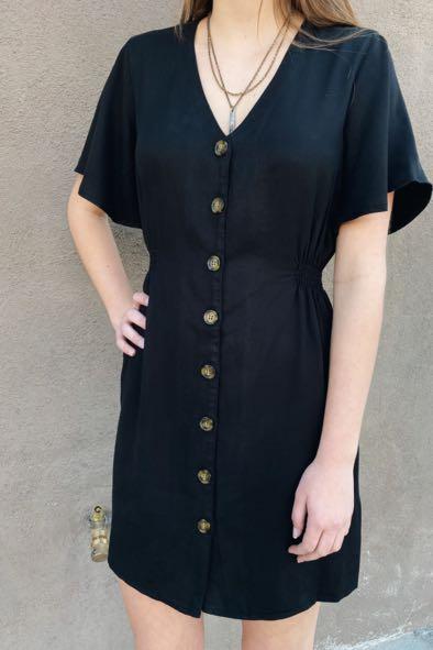 Zara black button down dress top