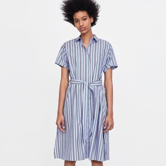 Zara striped button down dress 2025