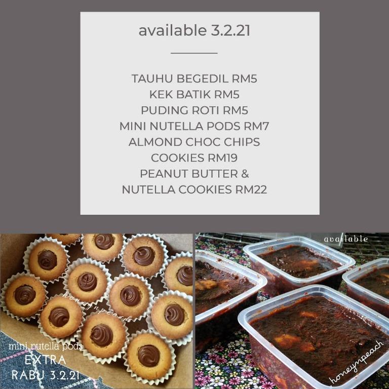 3 2 21 Puding Roti Kek Batik Nutella Pods Cookies Food Drinks Packaged Instant Food On Carousell
