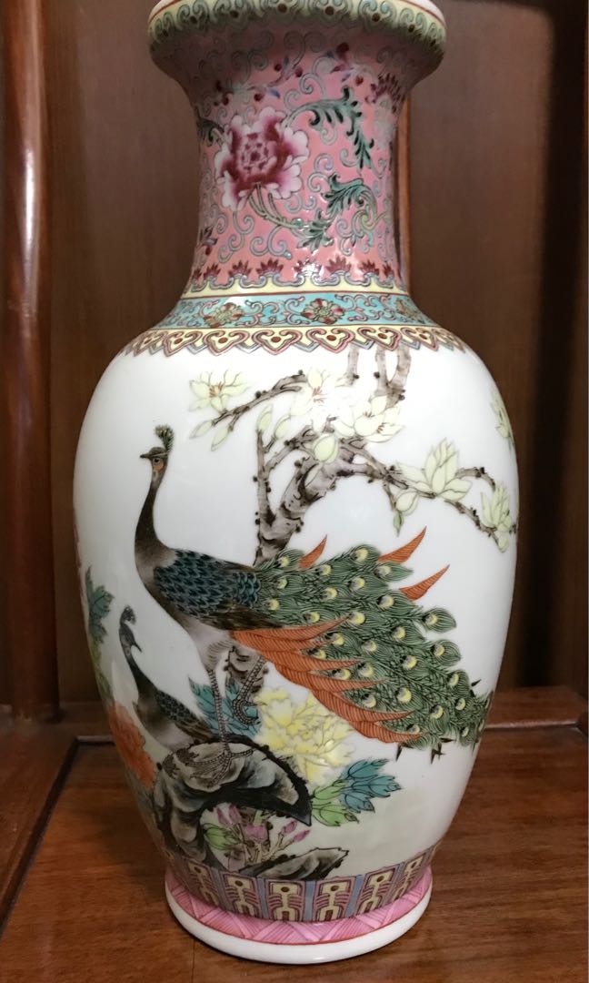 中国景德镇孔雀花瓶インテリア・住まい・小物 - 花瓶